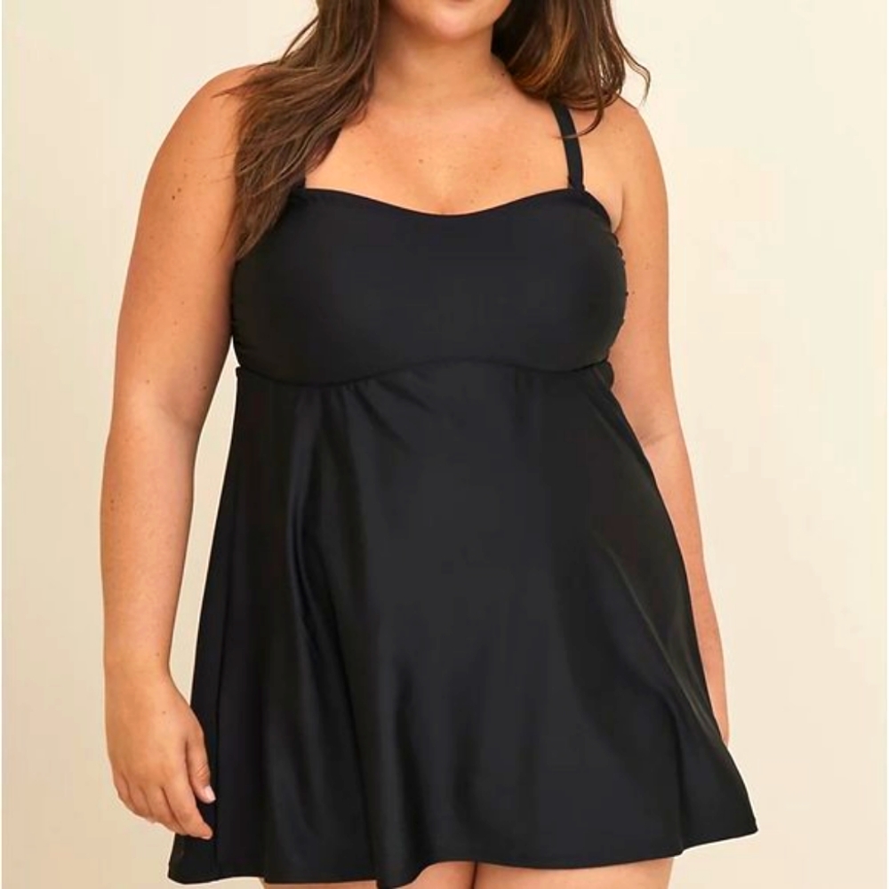 ❤️NWT TORRID WIRELESS REMOVABLE STRAPS SWIM DRESS WITH BRIEF - LARGE / 0X